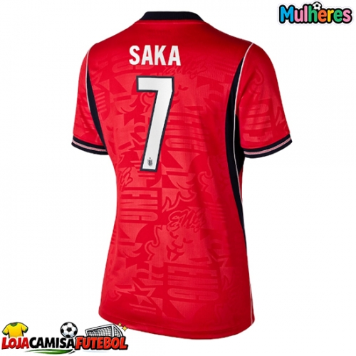 Camisa de Futebol Inglaterra Bukayo Saka #7 Equipamento Secundário Mulheres Mundo 2026 Manga Curta